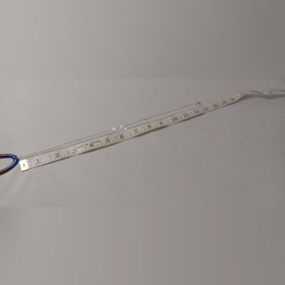 CLEARANCE Red white blue resin oval necklace with silver toned 13 inch chain - Picture 6 of 6